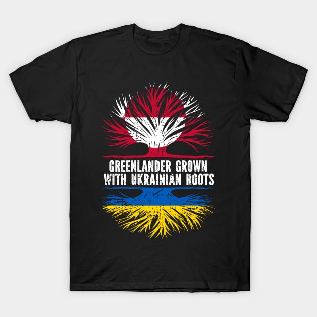 Greenlander Grown with Ukrainian Roots Flag T-Shirt by silvercoin